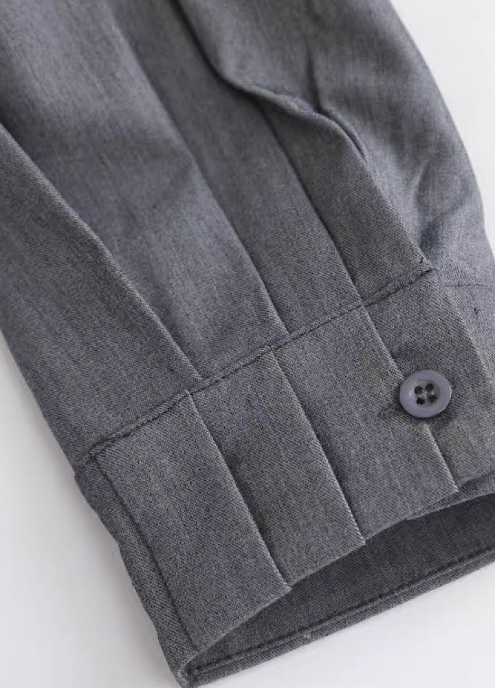 [ANNX] Cutting tie set gray Korean style shirt AN0007