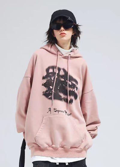 [A SQUARE ROOT] Dinosaur style illustration design front hoodie AR0023