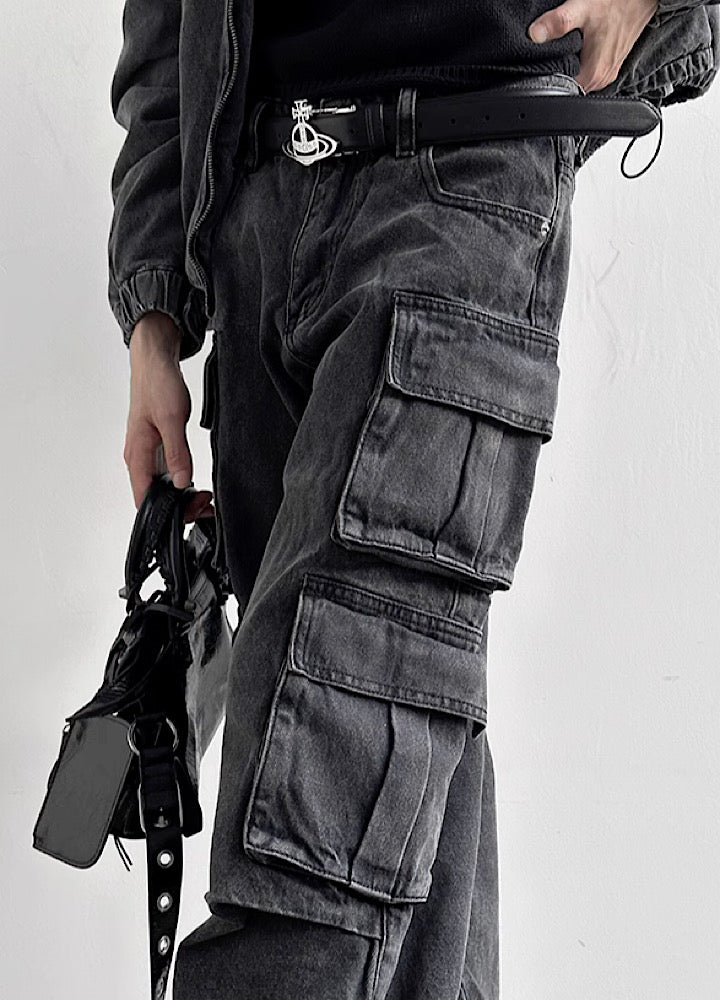 VERY FEWEST ダークデニム ワイドパンツ