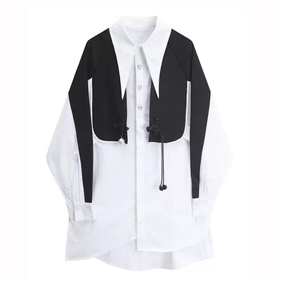 [ANNX] Monotone color vest set loose silhouette shirt AN0009