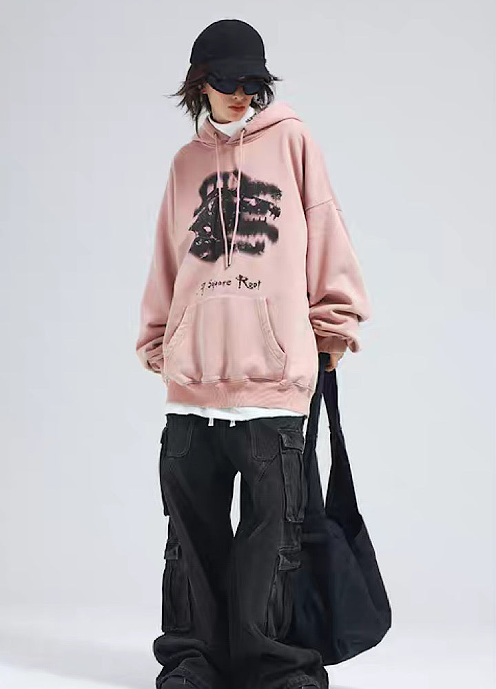 【A SQUARE ROOT】Dinosaur style illustration design front hoodie  AR0023