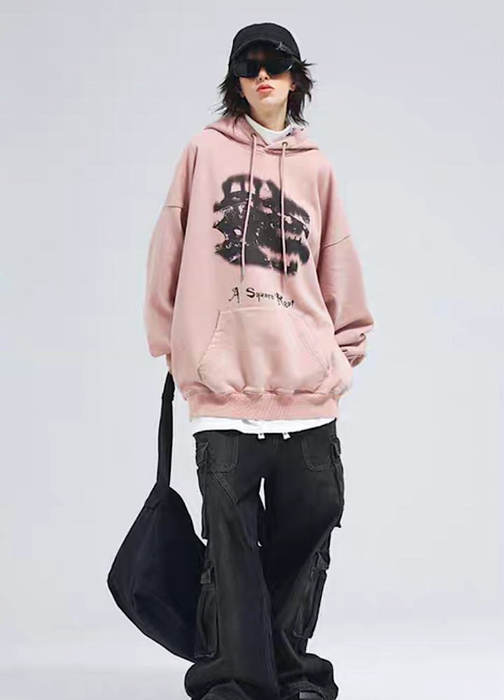 [A SQUARE ROOT] Dinosaur style illustration design front hoodie AR0023