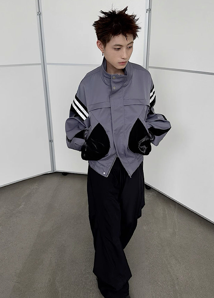 【Very Fewest】Two-tone color design geometric jacket  VF0023