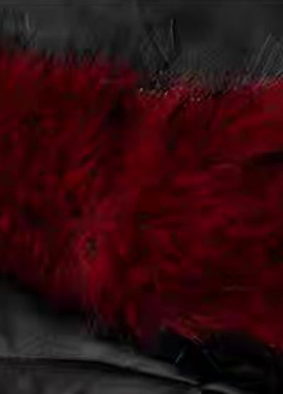 【TR BRUSHSHIFT】Red inner collar simple design fur hoodie jacket  TB0070