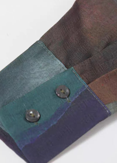 [ANNX] Patchwork vintage design dark blue shirt AN0011 