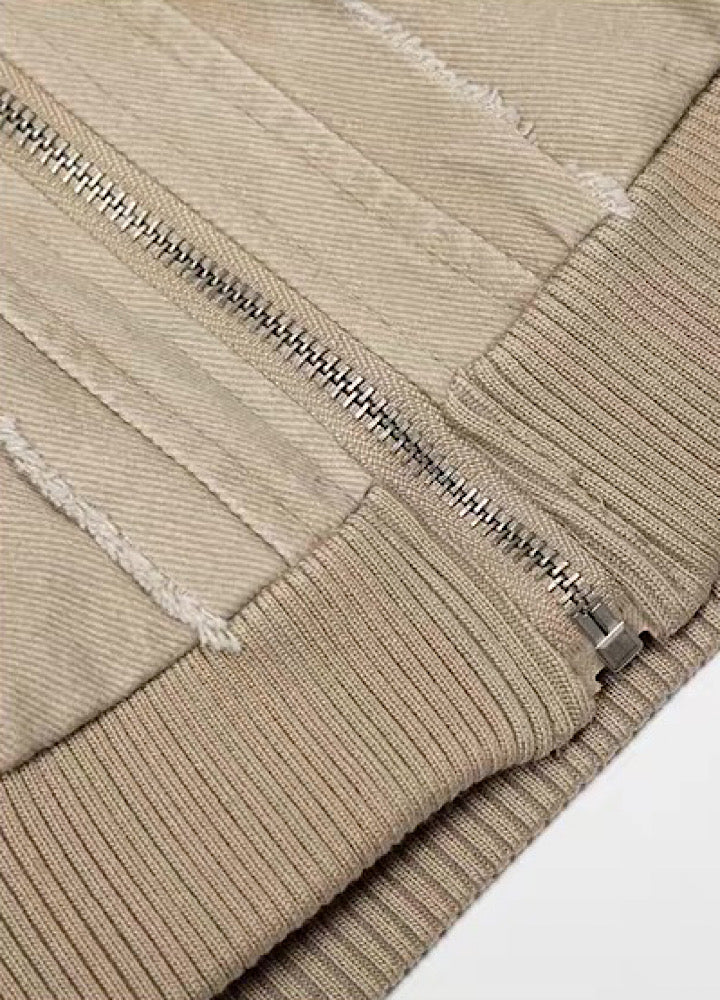 【MR nearly】Fleece-lined fringe distressed denim design fur hoodie jacket  MR0166