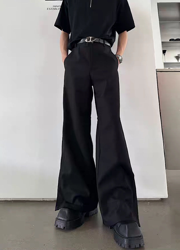 【MARTHENAUT】Straight flare silhouette cool black simple slacks pants  MH0073