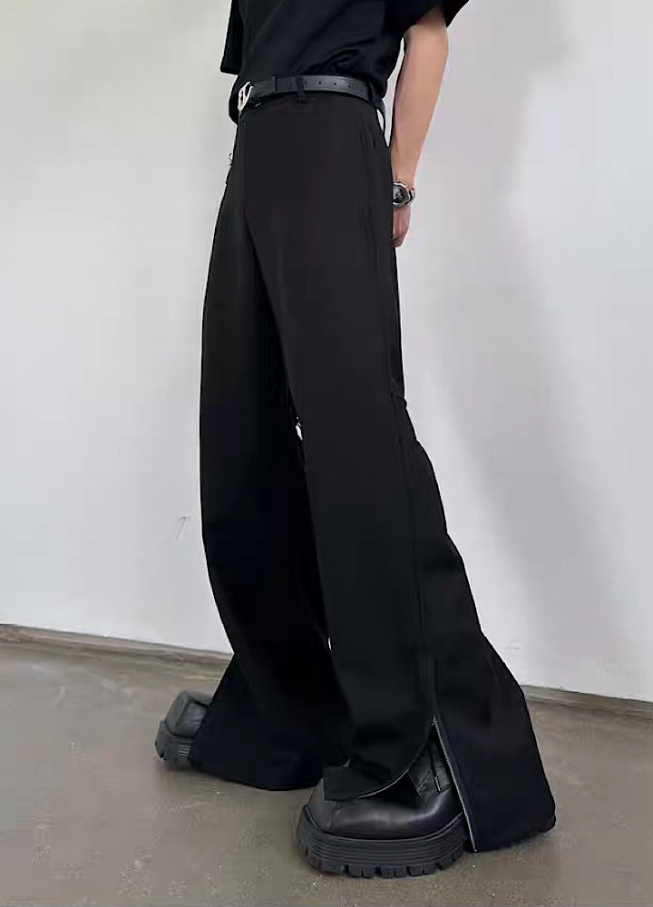 【MARTHENAUT】Straight flare silhouette cool black simple slacks pants  MH0073