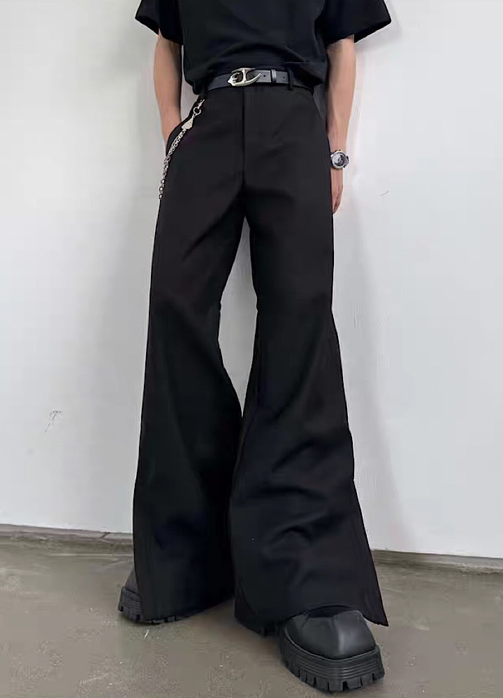 【MARTHENAUT】Straight flare silhouette cool black simple slacks pants  MH0073