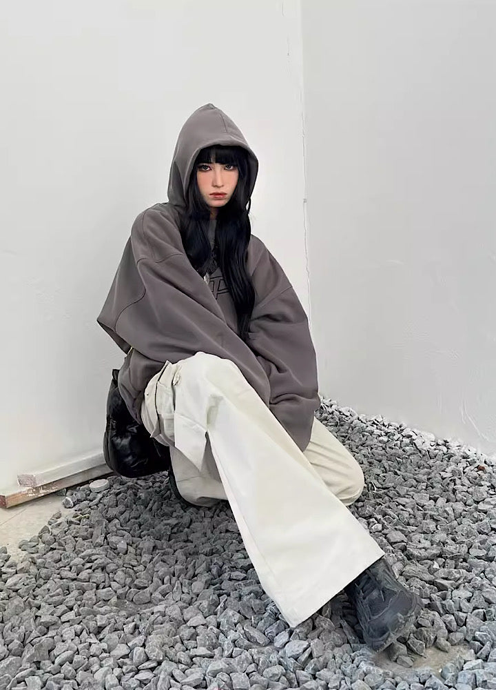 [People Style] Plumped loose silhouette dull design over hoodie PS0014
