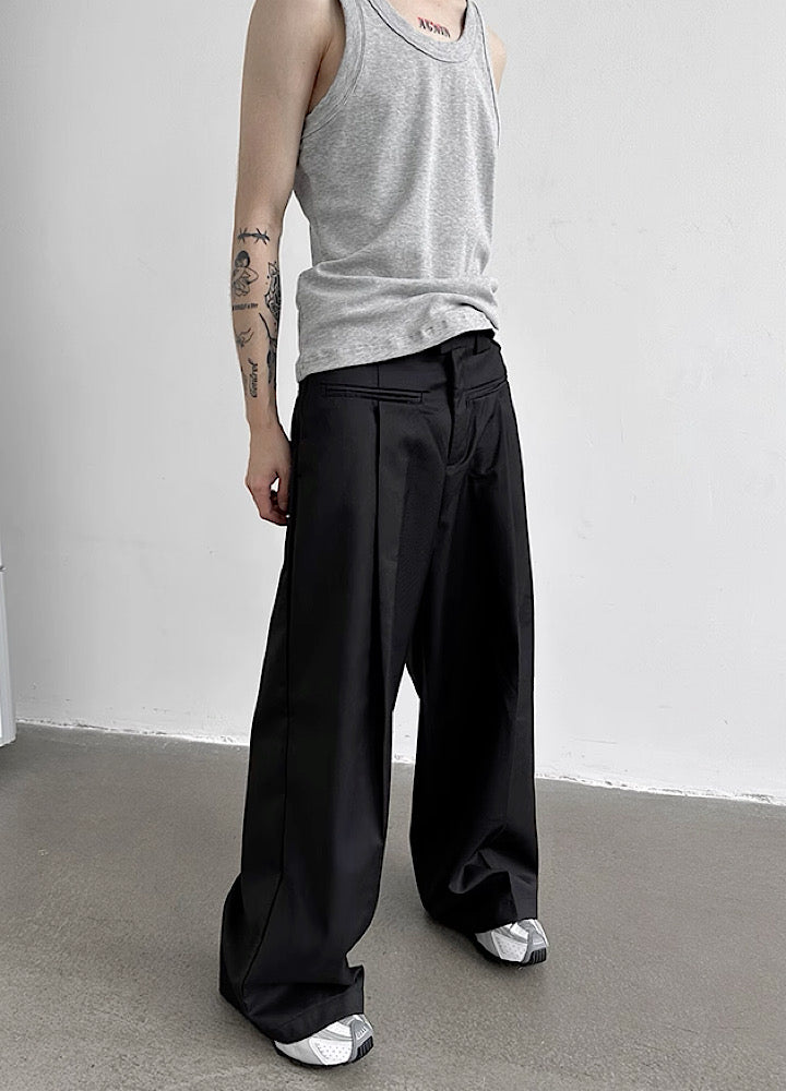 【Very Fewest】Front pocket design Special structure silhouette Wide slacks  VF0025