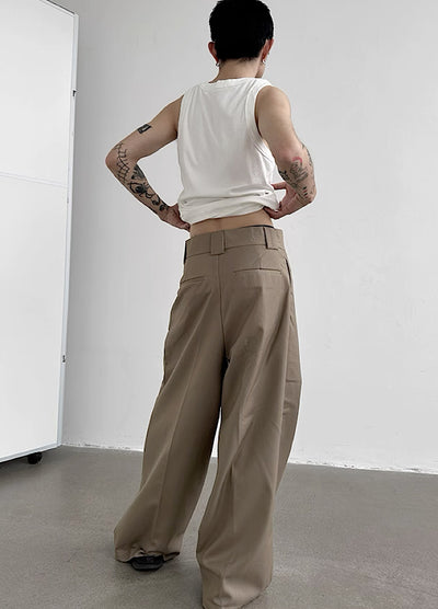 【Very Fewest】Front pocket design Special structure silhouette Wide slacks  VF0025