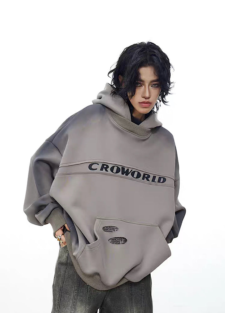 【0-CROWORLD】Gradient washed dull trend design hoodie  CR0075