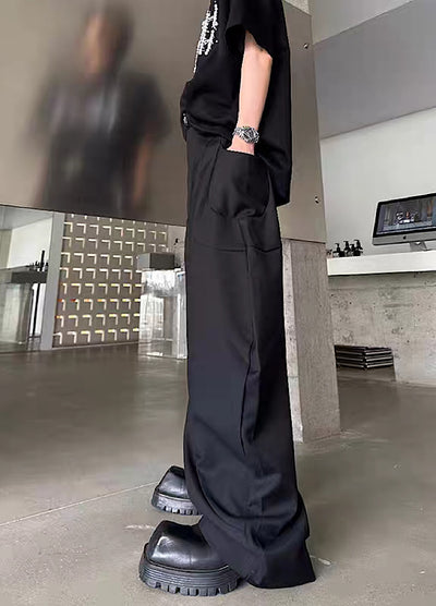 【MARTHENAUT】Wide over balloon silhouette mode black slacks pants  MH0074