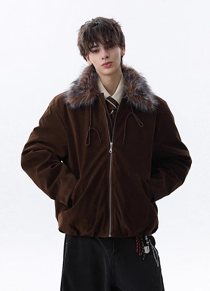 【MR nearly】Point fur design simple over full zip jacket  MR0168