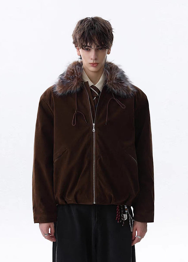 【MR nearly】Point fur design simple over full zip jacket  MR0168