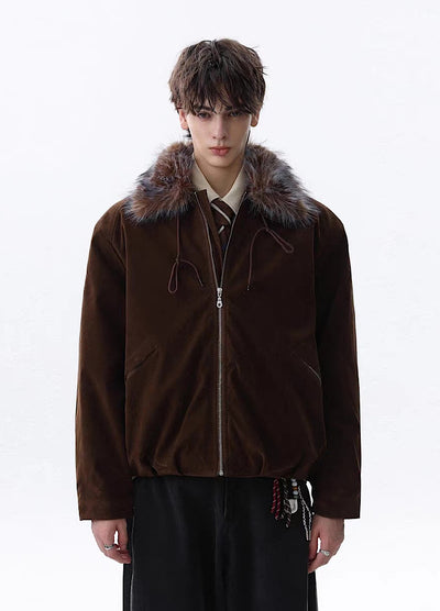 【MR nearly】Point fur design simple over full zip jacket  MR0168