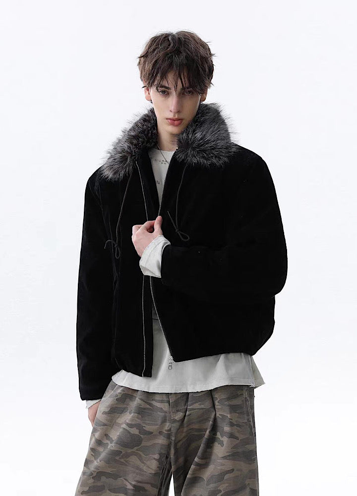 【MR nearly】Point fur design simple over full zip jacket  MR0168