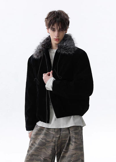【MR nearly】Point fur design simple over full zip jacket  MR0168