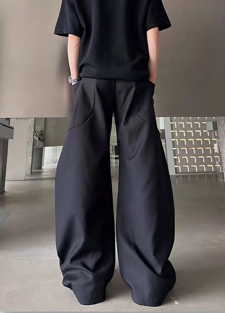 【MARTHENAUT】Wide over balloon silhouette mode black slacks pants  MH0074