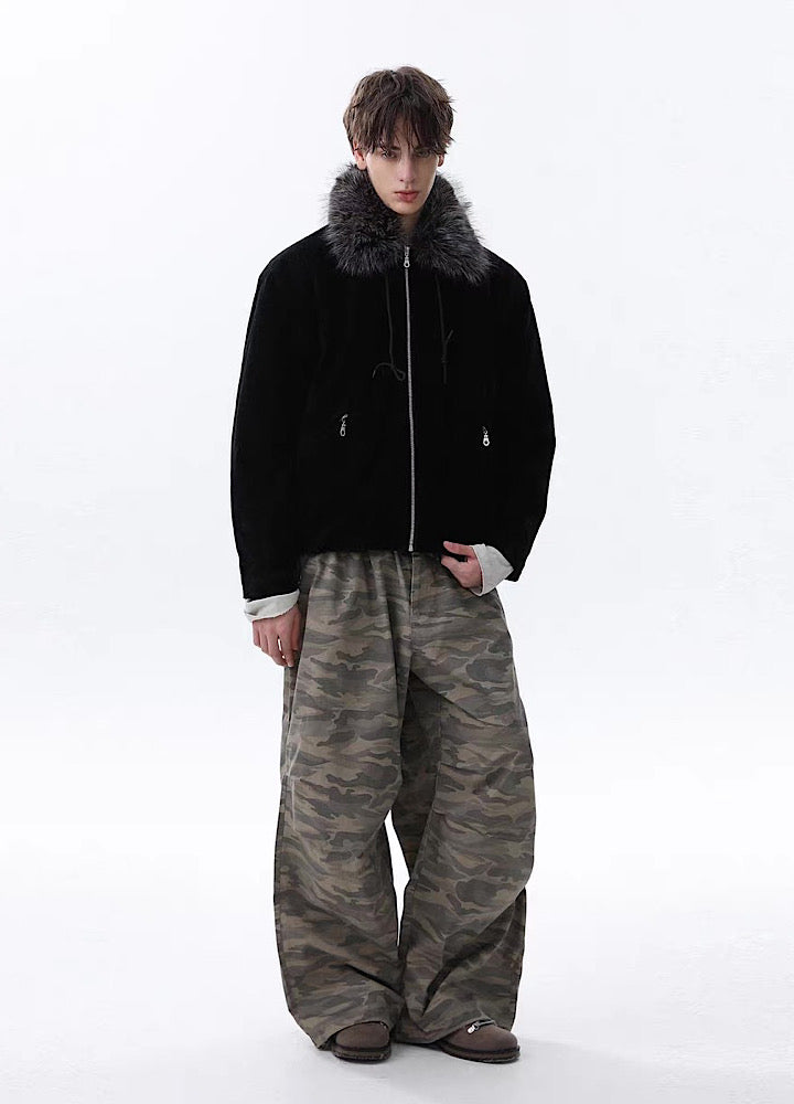 【MR nearly】Point fur design simple over full zip jacket  MR0168