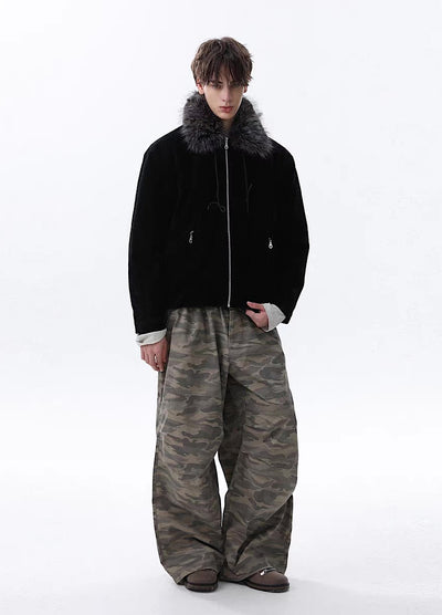 【MR nearly】Point fur design simple over full zip jacket  MR0168