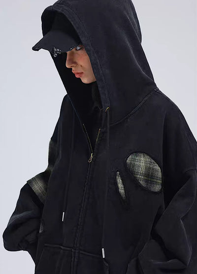 【A SQUARE ROOT】Shirt docking style full zip design hoodie  AR0025