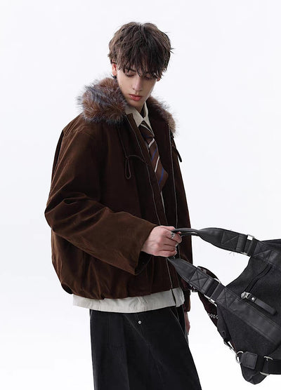 【MR nearly】Point fur design simple over full zip jacket  MR0168