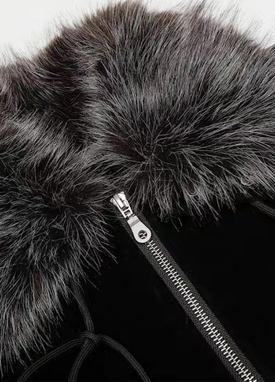 【MR nearly】Point fur design simple over full zip jacket  MR0168