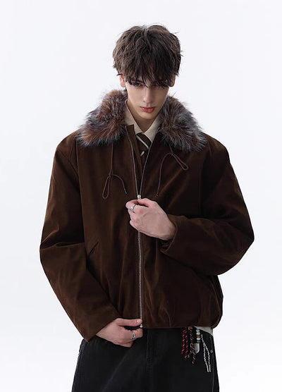 【MR nearly】Point fur design simple over full zip jacket  MR0168