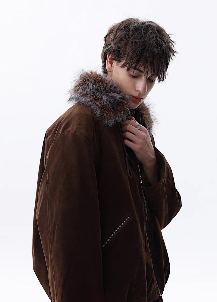 【MR nearly】Point fur design simple over full zip jacket  MR0168