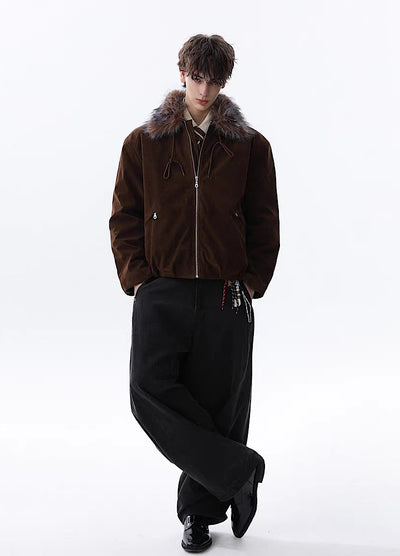 【MR nearly】Point fur design simple over full zip jacket  MR0168