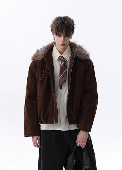 【MR nearly】Point fur design simple over full zip jacket  MR0168