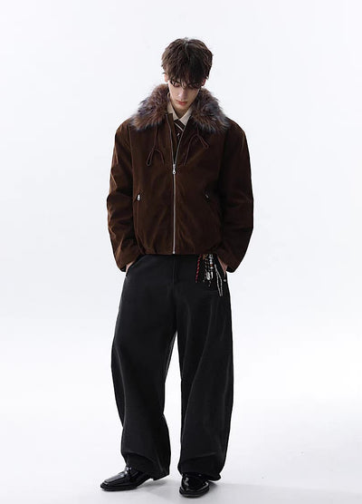 【MR nearly】Point fur design simple over full zip jacket  MR0168