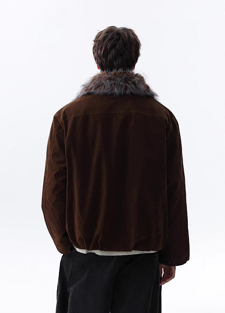 【MR nearly】Point fur design simple over full zip jacket  MR0168