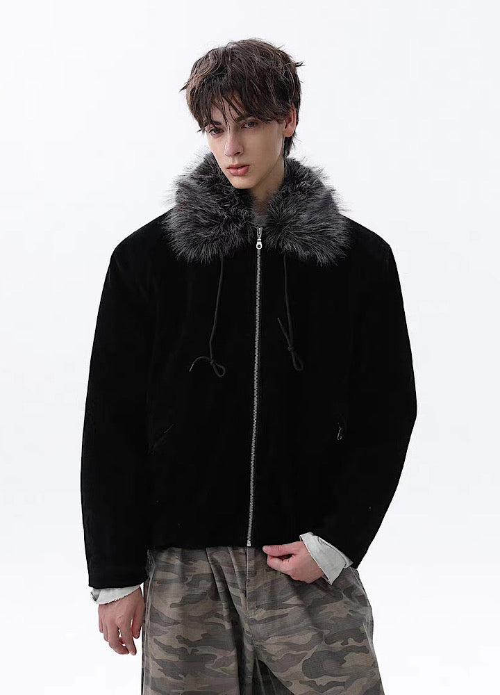【MR nearly】Point fur design simple over full zip jacket  MR0168