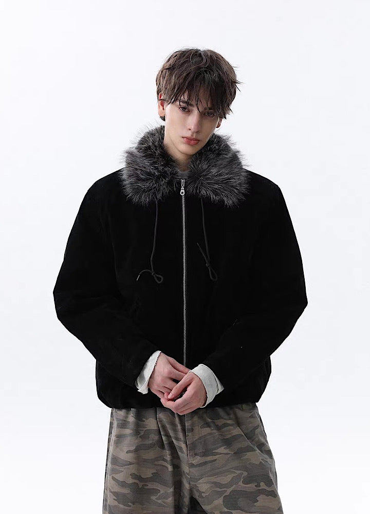 【MR nearly】Point fur design simple over full zip jacket  MR0168