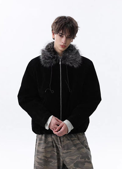 【MR nearly】Point fur design simple over full zip jacket  MR0168