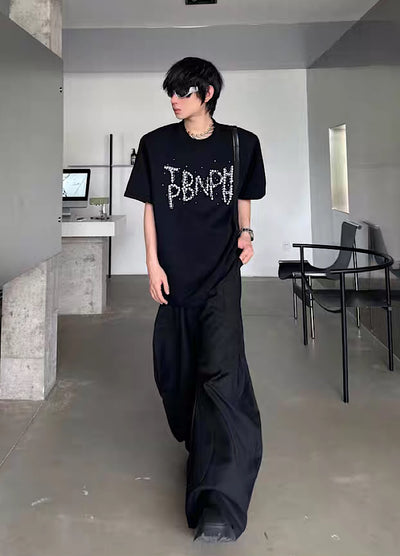 【MARTHENAUT】Wide over balloon silhouette mode black slacks pants  MH0074