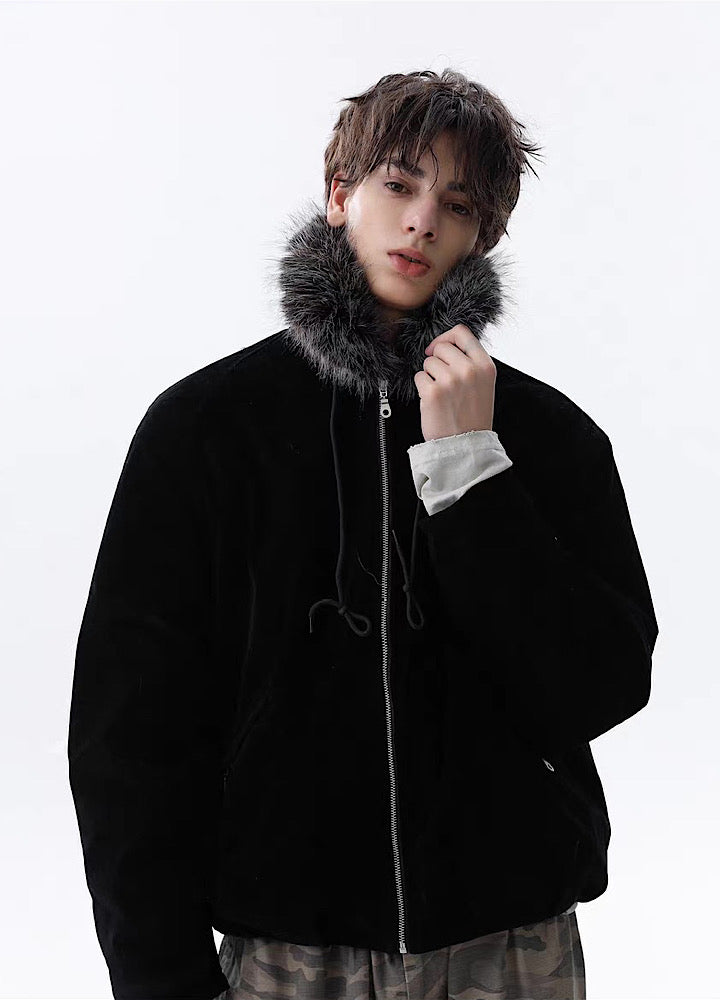 【MR nearly】Point fur design simple over full zip jacket  MR0168