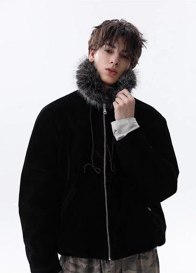 【MR nearly】Point fur design simple over full zip jacket  MR0168