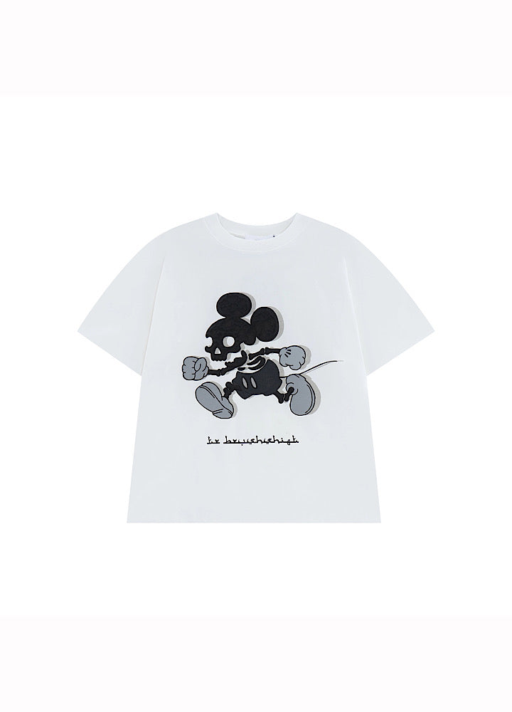 [TR BRUSHSHIFT] Skull rat design color silhouette short sleeve T-shirt TB0026