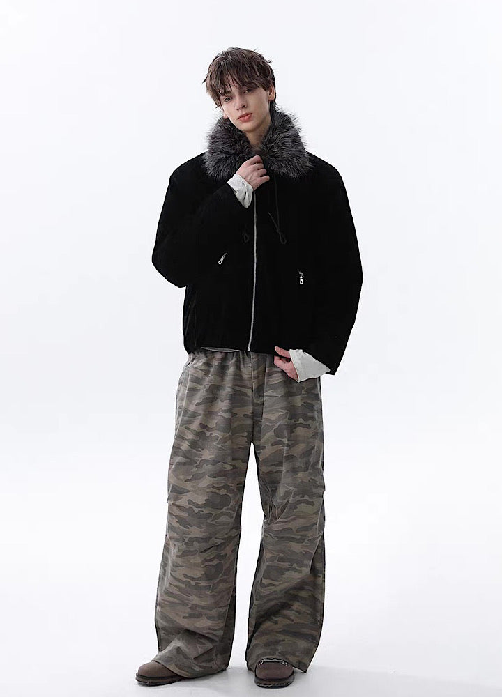 【MR nearly】Point fur design simple over full zip jacket  MR0168