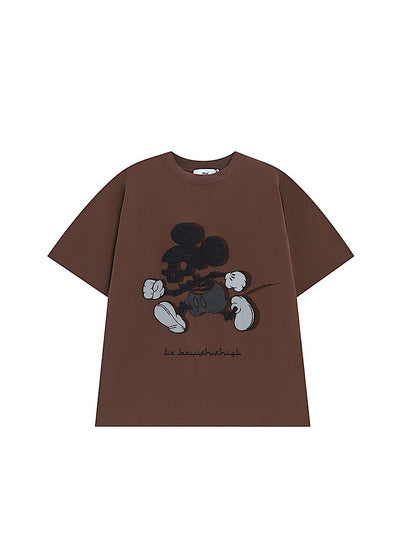 【TR BRUSHSHIFT】Skull rat design color silhouette short sleeve T-shirt  TB0026