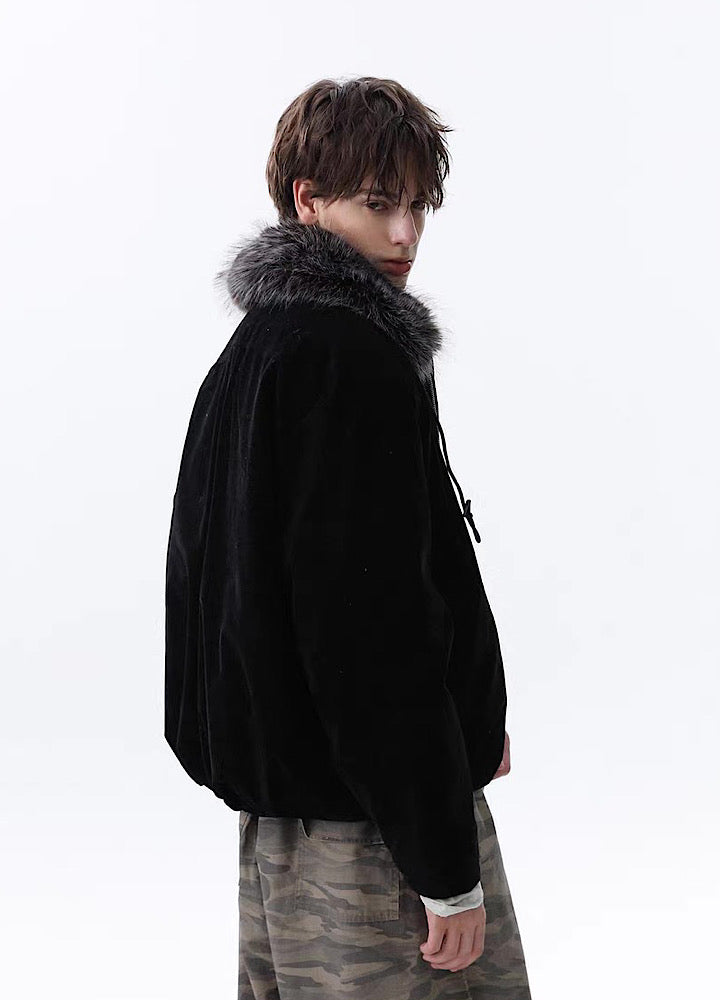 【MR nearly】Point fur design simple over full zip jacket  MR0168