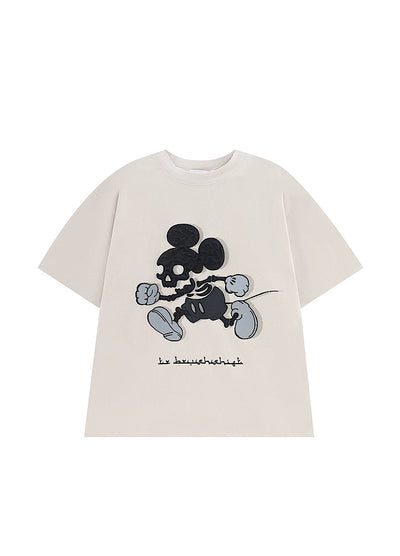 [TR BRUSHSHIFT] Skull rat design color silhouette short sleeve T-shirt TB0026