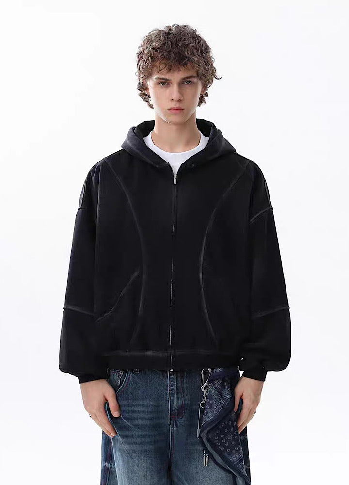 【MR nearly】Full wash line design full zip over hoodie  MR0169