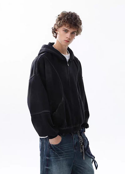 【MR nearly】Full wash line design full zip over hoodie  MR0169