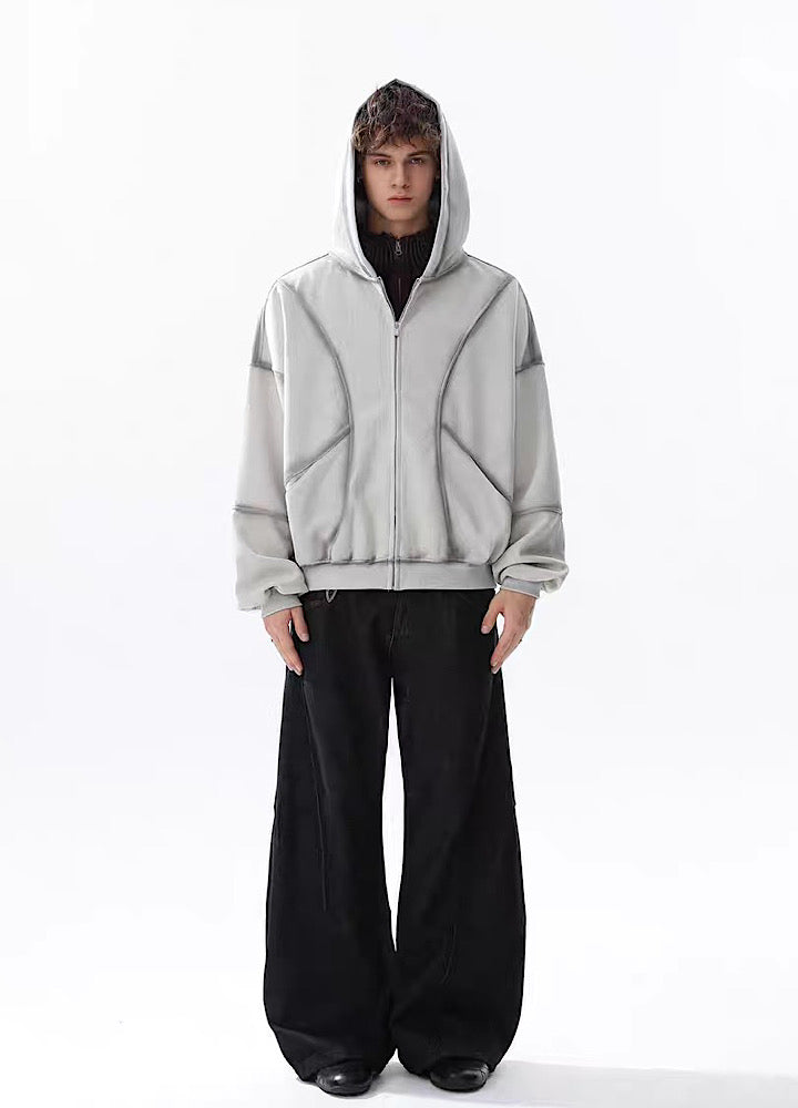 【MR nearly】Full wash line design full zip over hoodie  MR0169