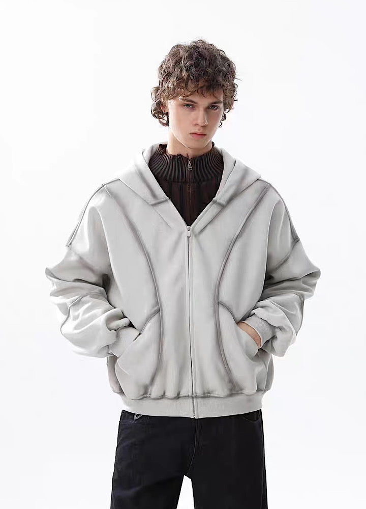 【MR nearly】Full wash line design full zip over hoodie  MR0169